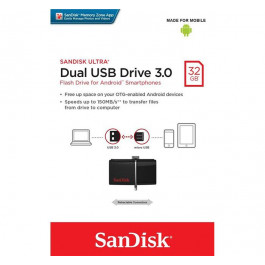 SanDisk 32 GB USB 3.0 Ultra Dual Drive OTG Black (SDDD2-032G-GAM46)