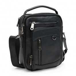 Keizer Гладка чоловіча шкіряна сумка-барсетка чорного кольору на дві блискавки  (22070)