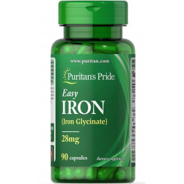 Puritan's Pride Железо Easy Iron (Glycinate) 28 мг 90 гелевых капсул (PTP11603)