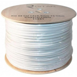 Ritar RG-59, 0,81 мм.CU, 64x0.12m CCA экран,+2*0.5power, white PVC (RT-W305-RG59+2x0.5mm)