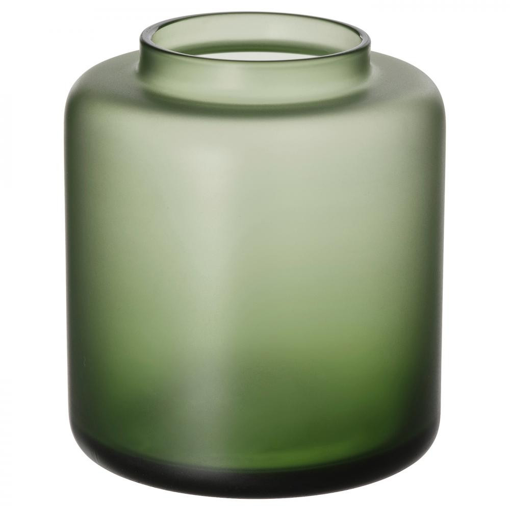 IKEA ИКЕА KONSTFULL, 905.119.59 - Ваза, матовое стекло, зеленый, 10 см - зображення 1