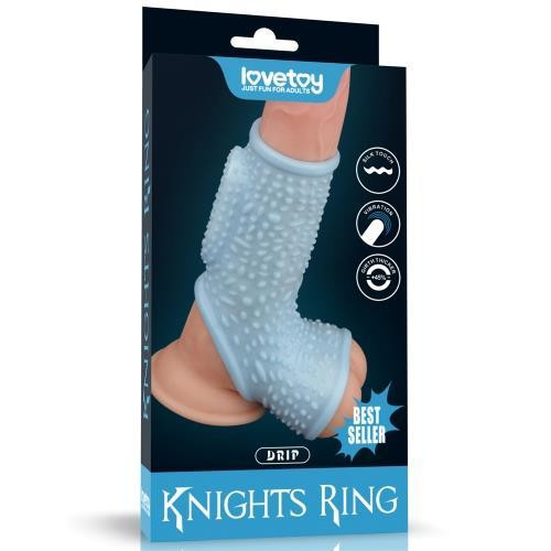 LoveToy Vibrating Drip Knights Ring With Scrotum Sleeve Blue (6452LVTOY895) - зображення 1