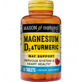 Mason Natural Магній з вiтамiном D3 і куркумою 60 таблеток (MAV16635)