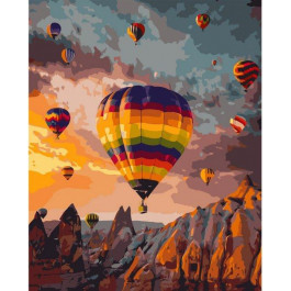 STRATEG Картина по номерам  Цветные воздушные шары среди гор, 40х50 см