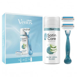Venus Подарунковий набір Верстат для гоління жіночий (Бритва)  Smooth + 2 змінних леза + Гель для гоління 