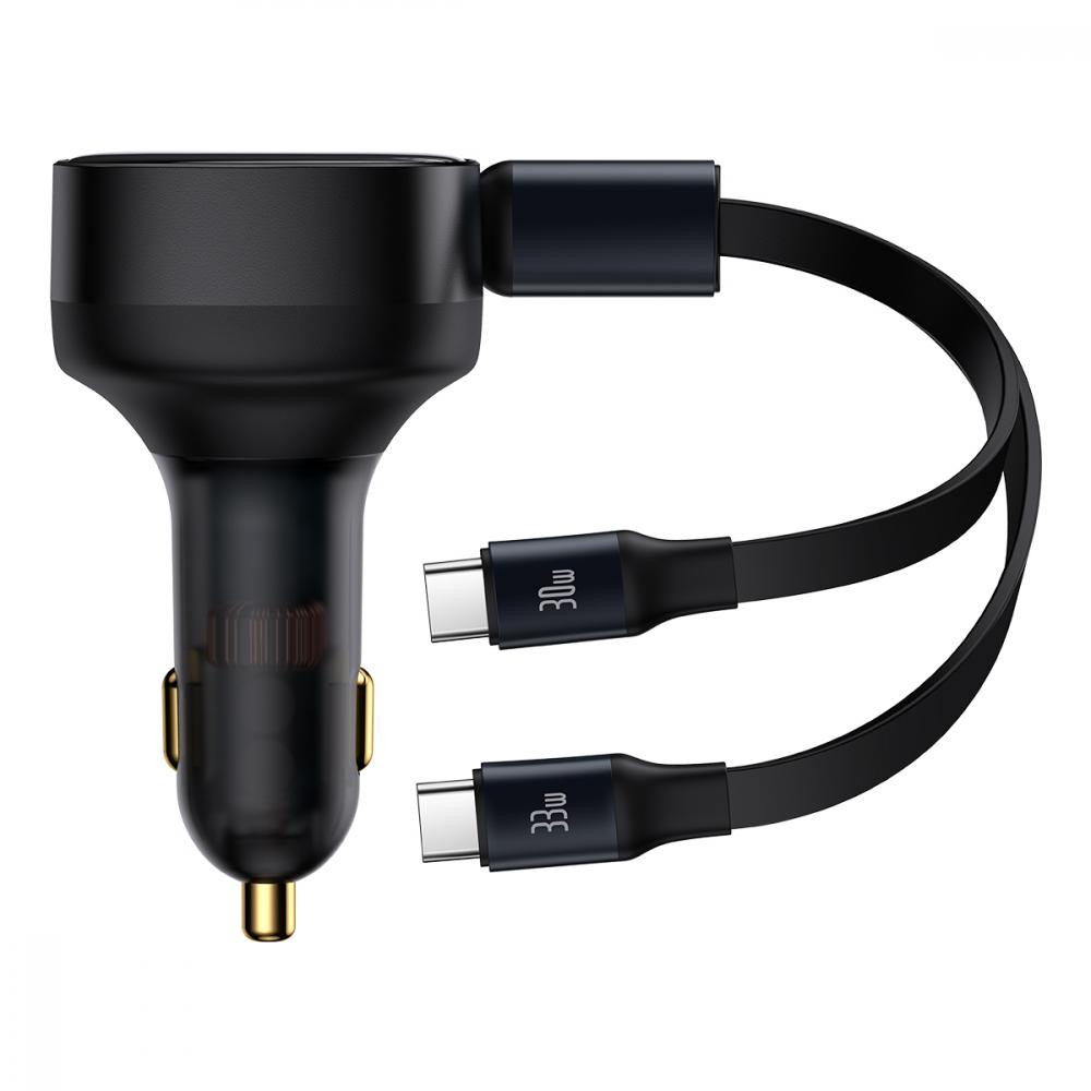 Baseus Enjoyment Retractable 2-in-1 Car Charger C+C 33W (C00035500111-00) - зображення 1