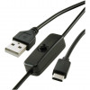 Raspberry Pi USB Type-A to USB Type-C 1.5m Black (RA607) - зображення 1