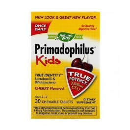 Nature's Way Primadophilus, Kids 2-12, 3 Billion CFU 30 Tabs (Cherry)