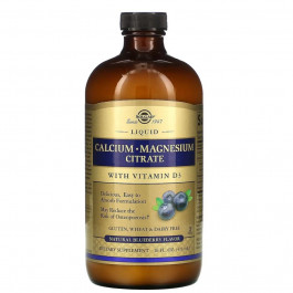 Solgar Liquid Calcium Magnesium Citrate With Vitamin D3 Natural Blueberry Flavor 473 ml