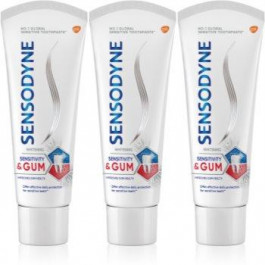   Sensodyne Sensitivity & Gum Whitening відбілююча зубна паста для захисту зубів та ясен 3x75 мл