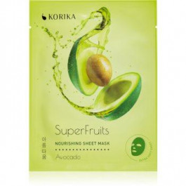 KORIKA SuperFruits Avocado - Nourishing Sheet Mask поживна косметична марлева маска Avocado 25 гр