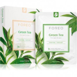 Foreo Farm to Face Sheet Mask Green Tea тканинна маска зі заспокоюючим ефектом для комбінованої шкіри 3x20