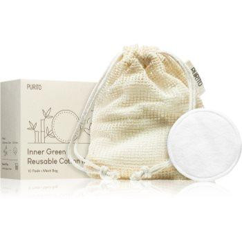 Purito Inner Green Reusable Cotton Rounds ватні тампони для зняття макіяжу та очищення шкіри 10 кс - зображення 1
