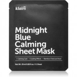 Dear, Klairs Midnight Blue Calming Sheet Mask заспокійлива косметична марлева маска 25 мл