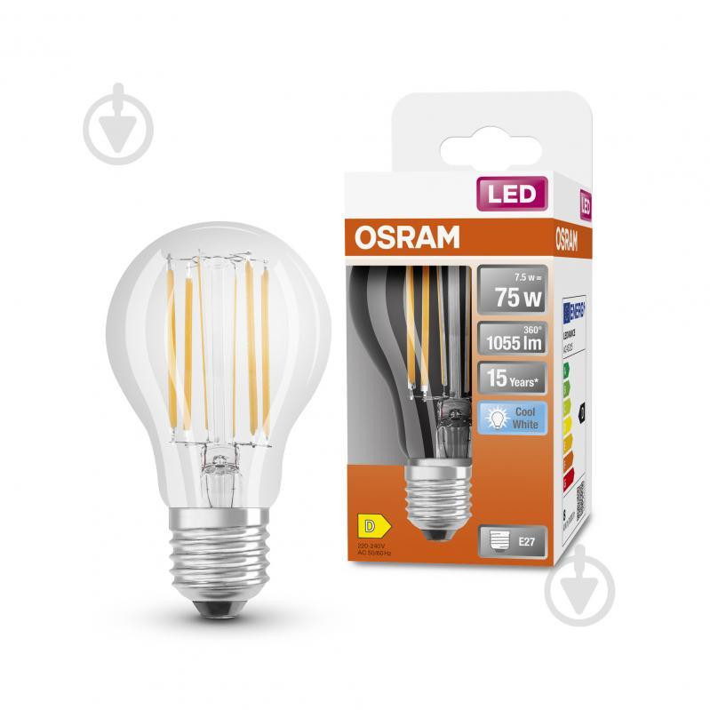 Osram LED FIL A60 8.5 Вт E27 4000 К 220 В прозрачная (4058075817456) - зображення 1
