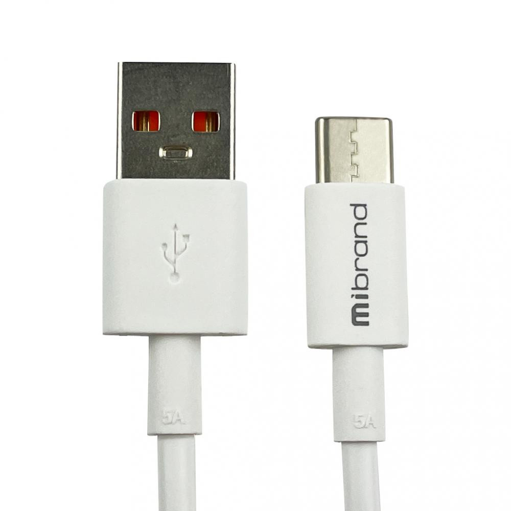 Mibrand MI-12 High Current Charging Line USB Type-C 5A 1m White (MIDC/12TW) - зображення 1