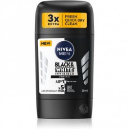 Nivea Men Black & White Invisible Original твердий антиперспірант для чоловіків 50 мл