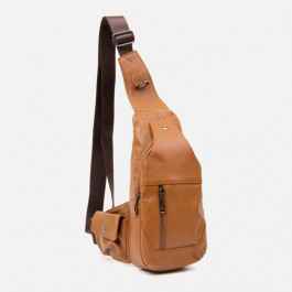 Vintage Мужская сумка-слинг кожаная  Рыжая (leather-20404)