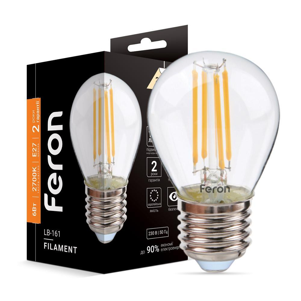 FERON LED LB-161 6W E27 2700K G45 Filament (40078) - зображення 1