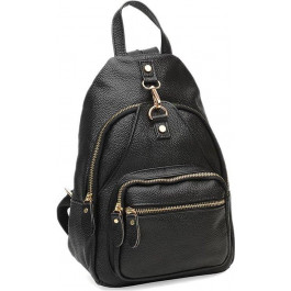 Borsa Leather Шкіряний жіночий рюкзак  K1162-black чорний