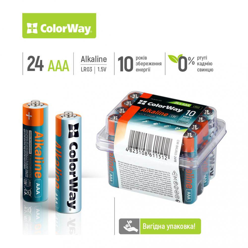ColorWay AAA bat Alkaline Power 24шт (CW-BALR03-24PB) - зображення 1
