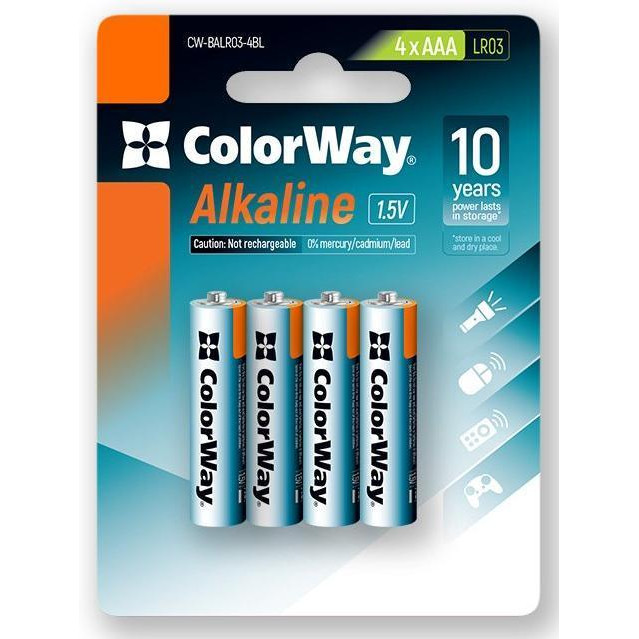 ColorWay AAA bat Alkaline Power 4шт (CW-BALR03-4BL) - зображення 1