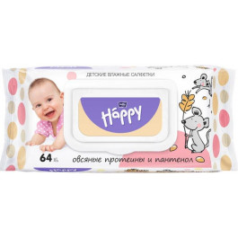   Bella Серветки вологі для дітей  Baby Happy вівсяні білки та пантенол 64 шт (BB-062-64-004WP64-004) (59005