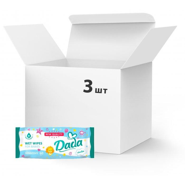 Dada Упаковка влажных салфеток без запаха 3 пачки по 60 шт (5900785999870) - зображення 1