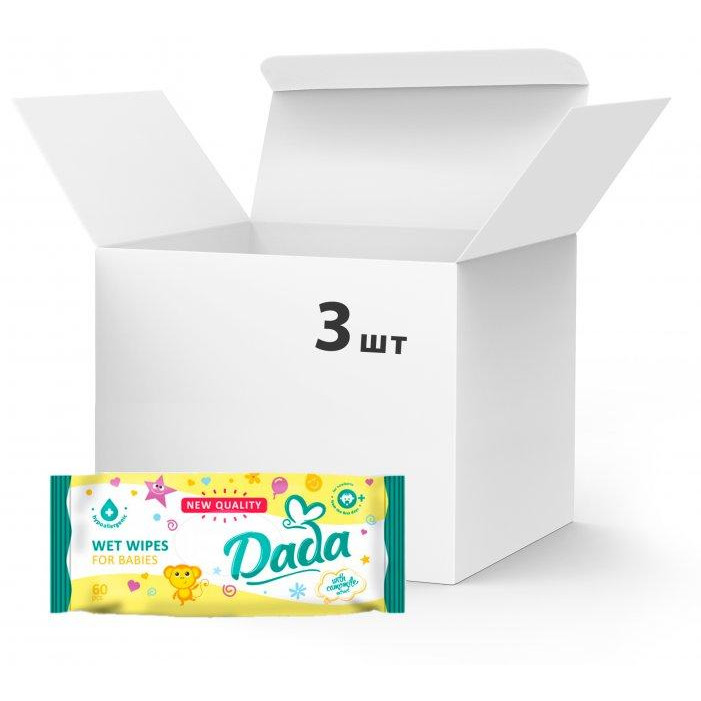Dada Упаковка влажных салфеток с экстрактом ромашки 3 пачки по 60 шт (5900785999887) - зображення 1