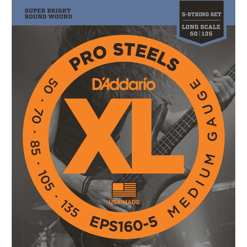 D'Addario ProSteels 50-135 Medium 5-String EPS160-5 - зображення 1