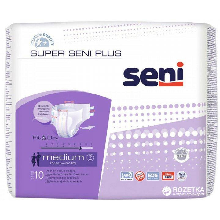 Seni Подгузники для взрослых Super Plus Medium 2 10 шт, 75-110 см - зображення 1