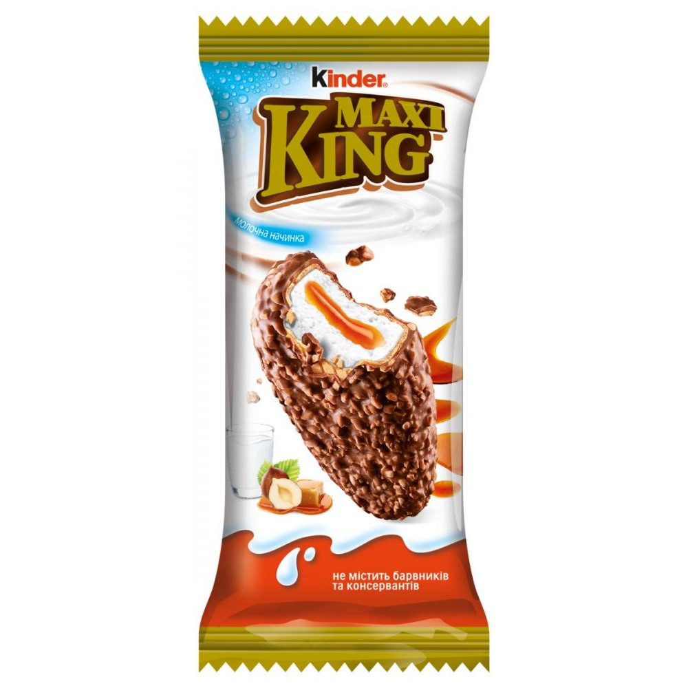 Kinder Вафлі  Maxi King карамель у молочному шоколаді з горіхами, 30 г - зображення 1