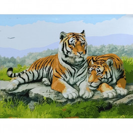 STRATEG Сім'я тигрів на відпочинку 40х50 см GS053