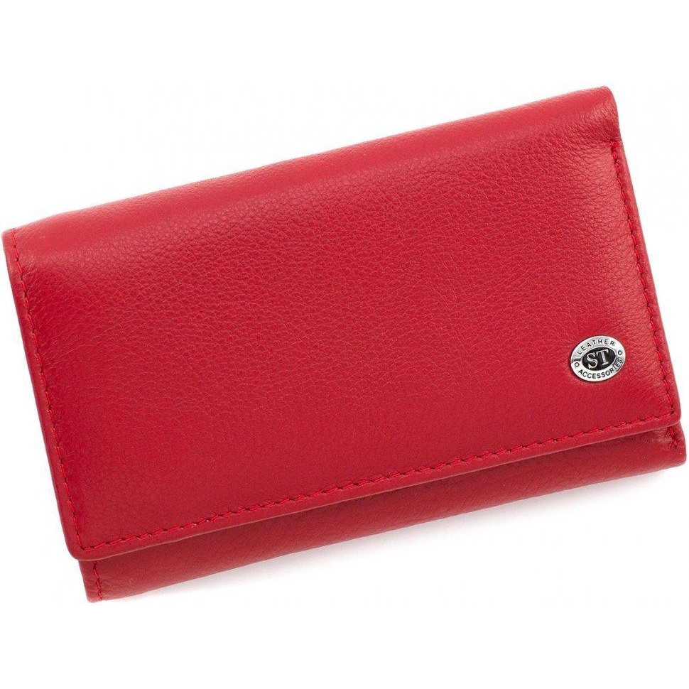 ST Leather Жіночий гаманець з фактурної шкіри червоного кольору з зовнішньою монетницьою  (15607) - зображення 1