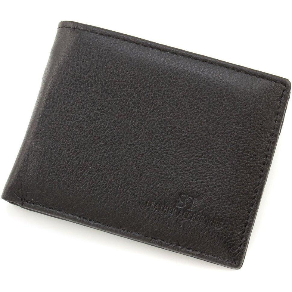 ST Leather Мініатюрне чоловіче портмоне з натуральної шкіри чорного кольору із затискачем для купюр  1767465 - зображення 1