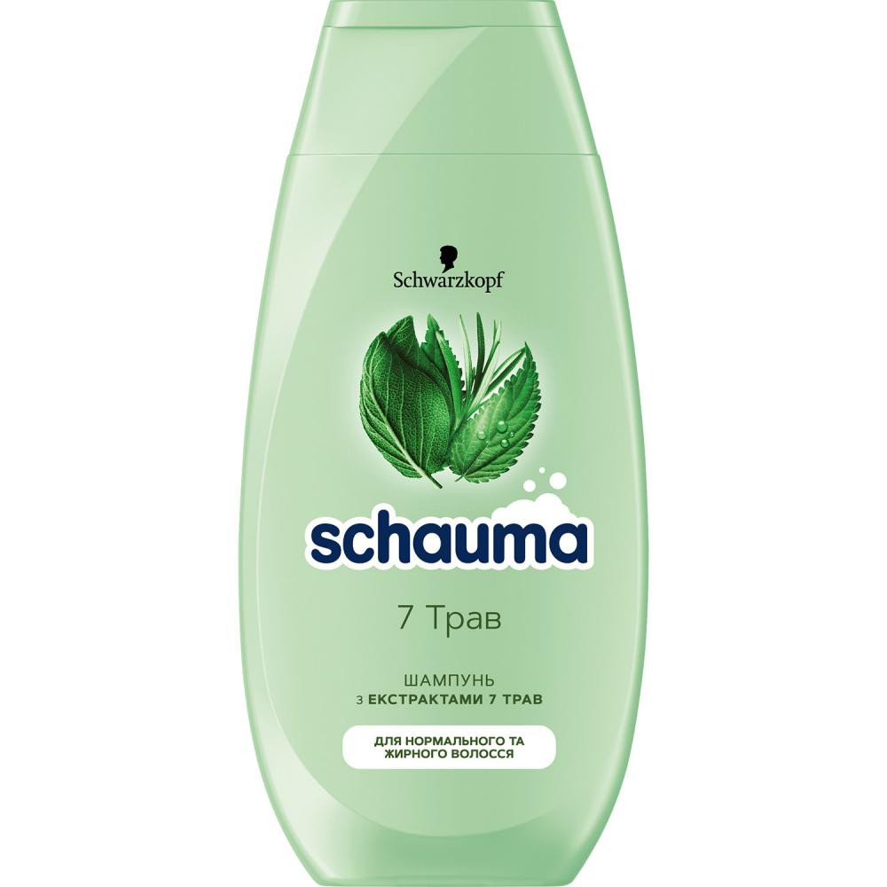 Schauma 7 трав Шампунь для нормальных и жирных волос, которые требуют частого мытья 400 ml (3838824086750) - зображення 1