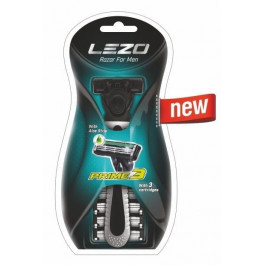 Lezo Станок для гоління  Prime 3 Razor For Men, чоловічий, з 4 змінними касетами