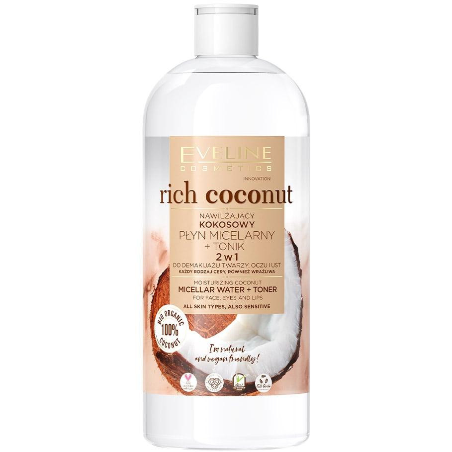 Eveline Зволожуюча кокосова міцелярна вода для демакіяжу лиця, очей та губ 2 в 1  Rich Coconut, 400 мл - зображення 1