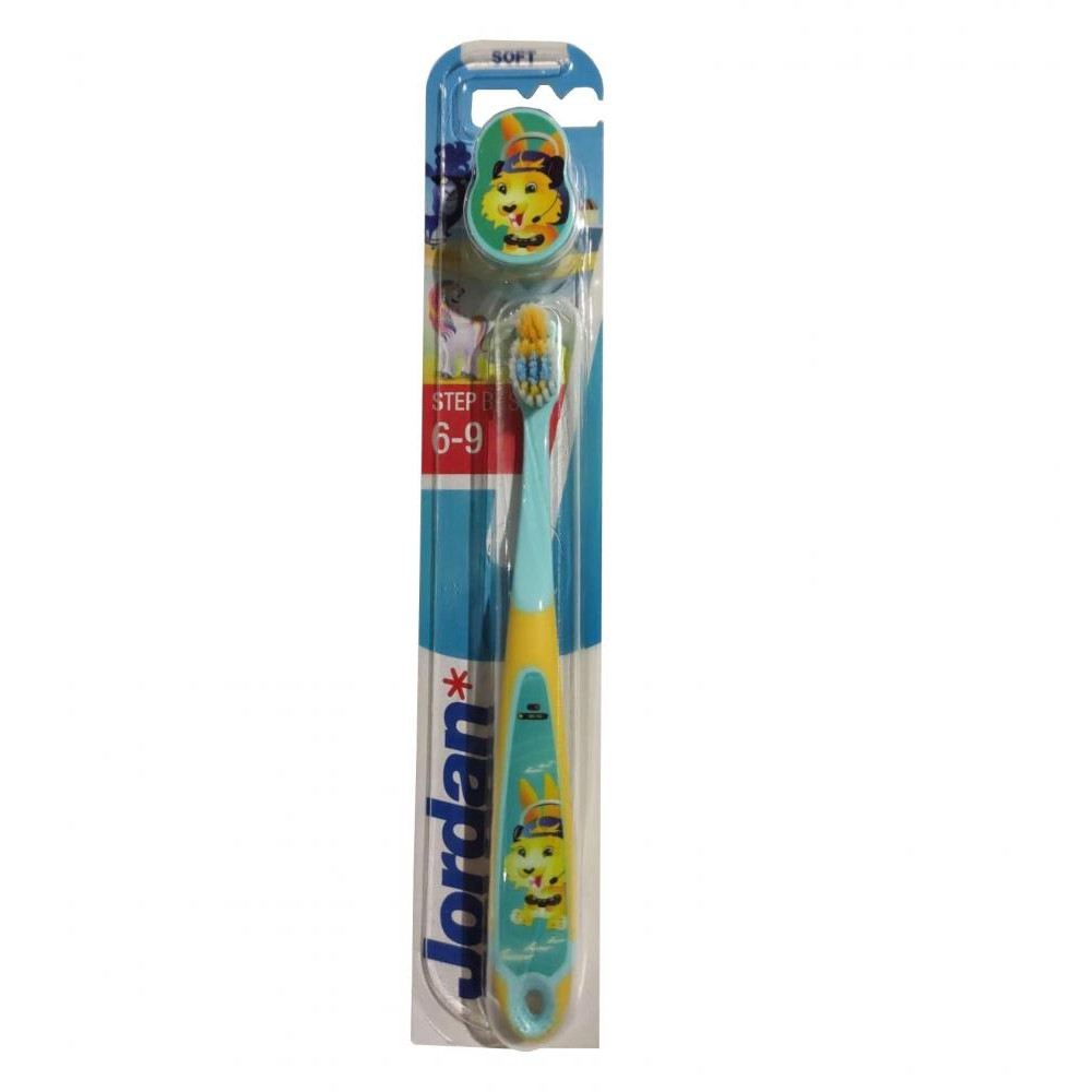 Jordan Dental Дитяча зубна щітка  Step 3, 6 - 9 років, м&#039;яка, жовтий з бірюзовим - зображення 1