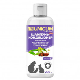 UNICUM Шампунь-кондиціонер  Organic для довгошерстих котів з маслом жожоба, 200 мл (UN-078)