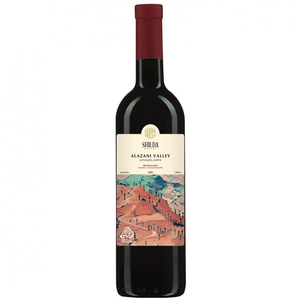 Shilda Вино Alazani Valley красное полусладкое 0.75 л 12% (4860110430069) - зображення 1