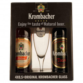 Krombacher Подарочный набор пива Кромбахер 4*0.5 л + стакан 0.3 л (4008287037036)