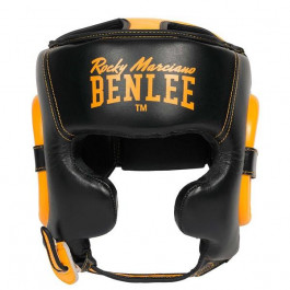 BenLee Rocky Marciano Brockton Leather Headguard S/M, Black/Yellow (199931 blk/yellow S/M)