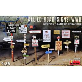 MiniArt Дорожные знаки союзников, Вторая мировая война, Европейский театр военных действий 1:35 (MA35608)