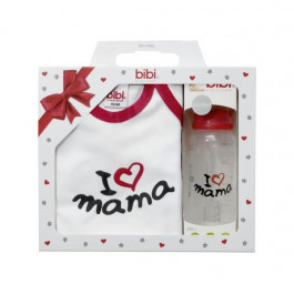 bibi Подарочный набор Бутылочка с соской + Бодик Я люблю Maму (112516)