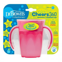 Dr. Brown's Чашка 360° с ручками, 200 мл, розовый (TC71003-INTL)