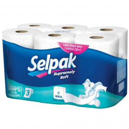 Selpak Туалетная бумага трехслойная Белая 12 рулонов (8690530204508)
