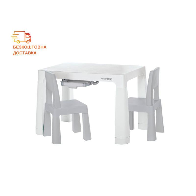 FreeOn Комплект стіл та стільці Neo White-Grey (46620) - зображення 1