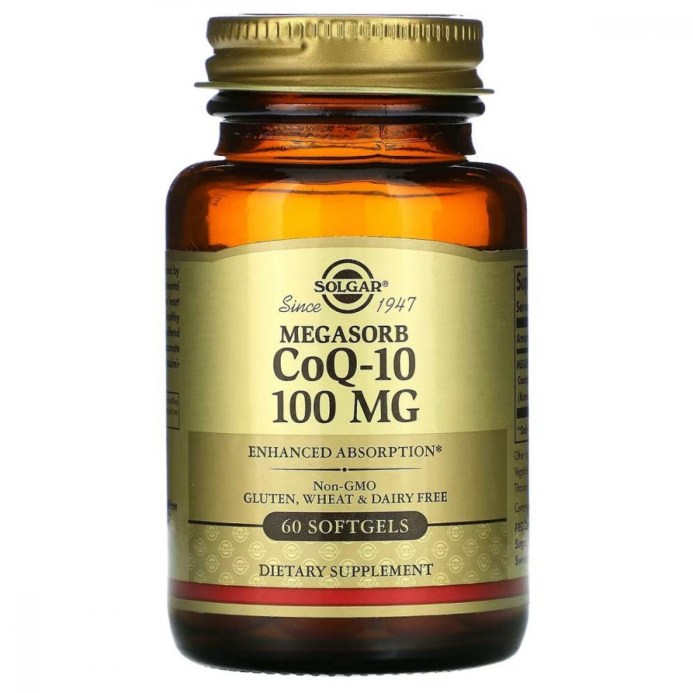 Solgar Коензим Q10 Мегасорб доповнений (Megasorb CoQ-10) 100 мг 60 капсул - зображення 1