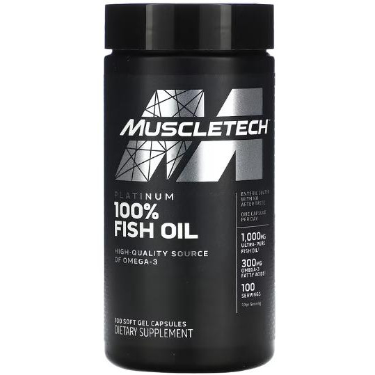 MuscleTech Essential Series Fish Oil Риб'ячий жир 100% чистий 1000 мг 100 гелевих капсул - зображення 1